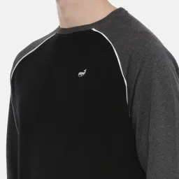 3PIN Black Regular Fit Cotton Colour-Block Sweatshirt image 5