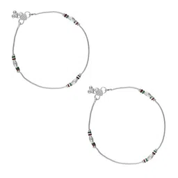 TEEJH Silver-Plated Artificial Beaded Anklets image 2