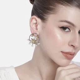 AITIHYA Gold-Plated Circular Drop Earrings-picture-34
