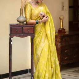 PRISHA FASHION Woven Design Zari Art Silk Handloom Banarasi Saree-picture-18