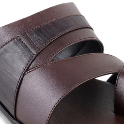 WALKWAY by Metro Men Brown & Black Colourblocked Comfort Sandals image 5