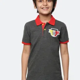 Peter England Kids Dark Grey Textured  Polo T-Shirt-picture-14