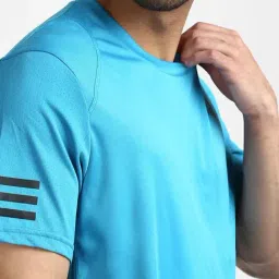 Adidas Turquoise Regular Fit Striped Sports T-Shirt image 4