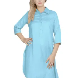 PATRORNA Light Blue Regular Fit Kurta-image-35