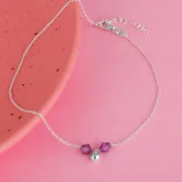 GIVA Love is EveryWhere 92.5 Sterling Silver Purple Beaded Anklet for Women & Girls (Single Anklet)-picture-18