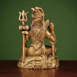 Ekaa Handicrafts Gold Brass Lord Shiva Statue With Trident Home Temple Shiv Ji Idol image 4