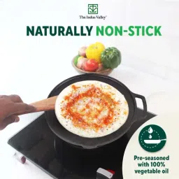 The Indus Valley Black Cast Iron 25.9 cm Barbeque Round Griddle image 5