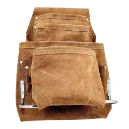 Buyohlic International Carpenter's Tool & Nail Bag Suede Leather Dark Tan Color with 10 Pockets for Professional Use, J2-LYLO-L1QC-picture-44
