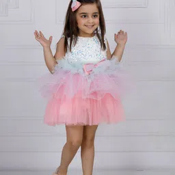 The Lush Affair Colourblocked Net A-Line Dress image 1