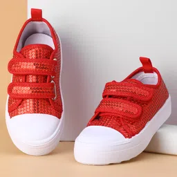 Cute Walk by Babyhug Casual Shoes with Velcro Closure and Sequin Detailing - Red-picture-22