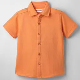 kookie kids india Kookie Kids Knit Half Sleeves Solid Shirt - Orange-picture-10
