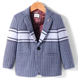 Noddy Full Sleeves Chervon Printed Blazer - Navy Blue-image-0