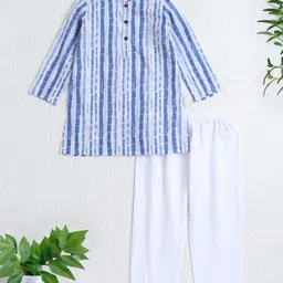 The Magic Wand Cotton Woven Full Sleeves Tie Dye Kurta Pyjama Set - Blue-picture-28