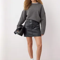 Trendyol Women Pure Cotton Straight Mini Skirt-picture-33