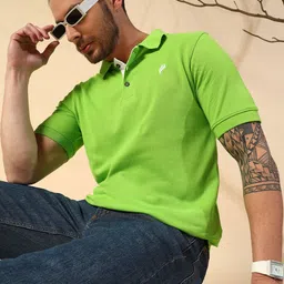 PockMAN Men Anti Odour Solid Polo Collar Cotton T-shirt image 4