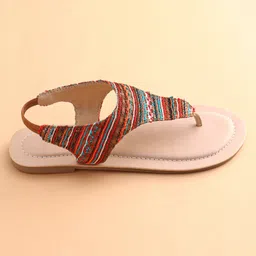 Earthy Touch Premium Slip On Ethnic Wear Sandals With Thread Work Detailing- Multicolor image 4