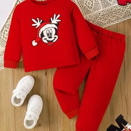Disney By Miss and Chief Boys Mickey Mouse Embroidered Pure Wool Sweatshirt With Joggers image 3
