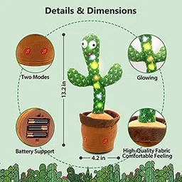rsentera Dancing Cactus Repeats What You Say USB Charging Cable Dancing and Singing Toy image 4