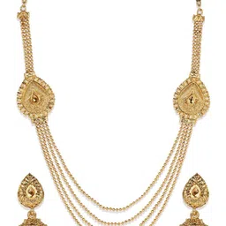ANIKAS CREATION Gold-Plated Ball Chain-Style Multilayer Jewellery Set image 3