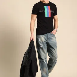 United Colors of Benetton Men Printed Pure Cotton T-shirt image 3