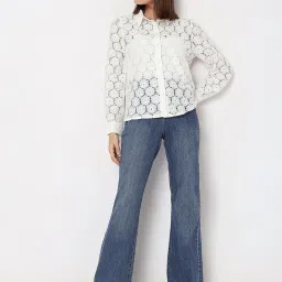 Vero Moda White Self Design Shirt image 5