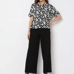 Vero Moda White & Black Viscose Printed Shirt image 5