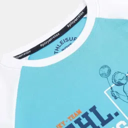 Jockey Kids Scuba Blue & White Cotton Printed T-Shirt image 5