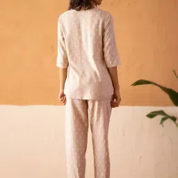 SAY Cream Printed Night Suit image 2