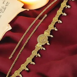 FEMMIBELLA Artificial Stones Studded Waist Chain Saree Accessories-picture-31