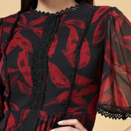 Honey by Pantaloons Red & Black Printed A-Line Dress image 5