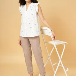 Honey by Pantaloons White Cotton Printed Top image 5