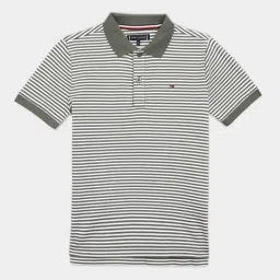 Tommy Hilfiger Olive Cotton Regular Fit Striped Polo T-Shirt-picture-25