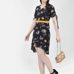 Eavan Black Floral Print A Line Dress image 5