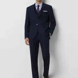 Van Heusen Navy Slim Fit Checks Three Piece Suits-picture-10