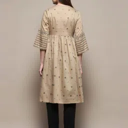 Biba Taupe Flared Fit Printed Kurta image 2