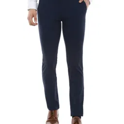 Van Heusen Sport Navy Slim Fit Flat Front Trousers-image-31
