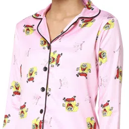 Smarty Pants Pink Satin Print Shirt With Pyjamas image 5