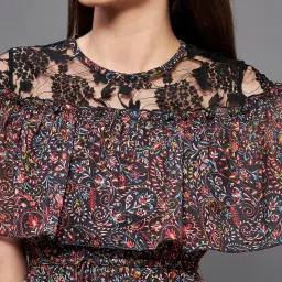 Miss Chase Black Printed Midi Dress image 5