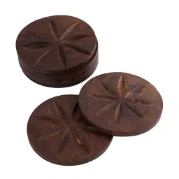 Aapno Rajasthan Brown Wooden Coaster with Holder Set image 5