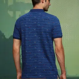 Louis Philippe Navy Slim Fit Printed Polo T-Shirt image 2