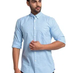 Parx Blue & White Slim Fit Checks Shirt-picture-31