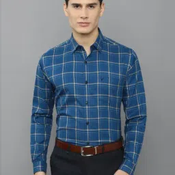 Allen Solly Blue Cotton Slim Fit Checks Shirt-picture-45