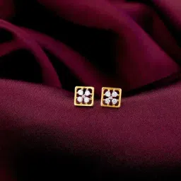 GIVA 14K Yellow Gold Square Cut Diamond Stud Earrings for Women-image-56