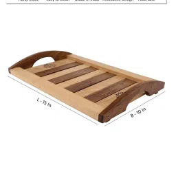 VarEesha Tree of Life Brown Sheesham Wood Rectangular Tray - Set of 2 image 5