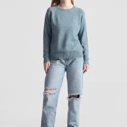 Only Teal Regular Fit Pullover image 5