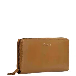 Favore Tan Solid Zip Around Wallet For Women image 2