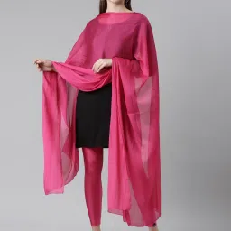 TWIN BIRDS Pink & White Plain Dupatta - Pack Of 2 image 5