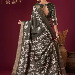 Saree Mall Olive Silk Self Saree with Blouse Piece image 2