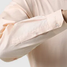 Van Heusen Peach Cotton Regular Fit Self Pattern Shirt image 5