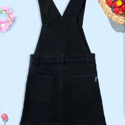 Kiddopanti Girls Black Regular Fit Dungaree image 2